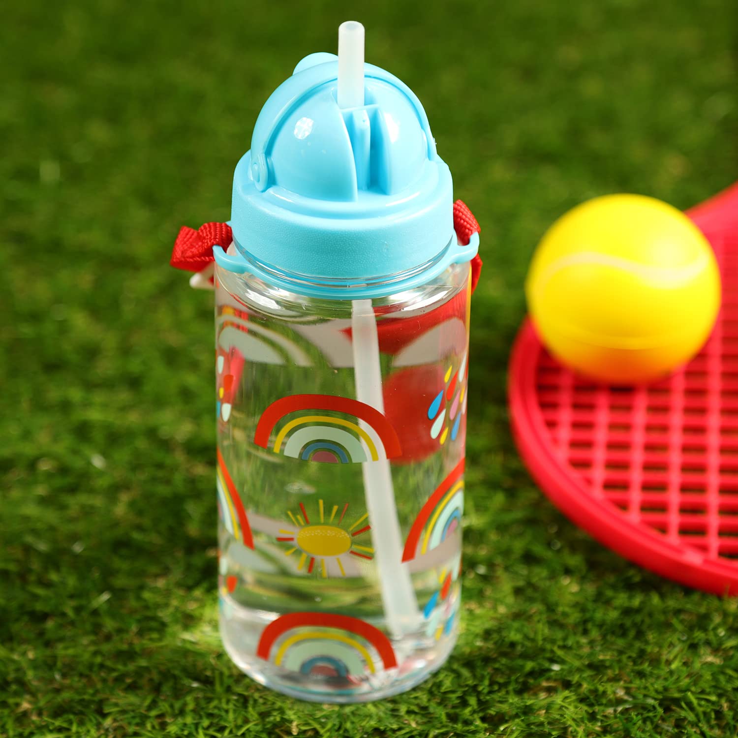 Borraccia Bambini 450ml Puckator Con Cannuccia - Design Arcobaleno, Senza BPA, Ideale Per Scuola E Sport