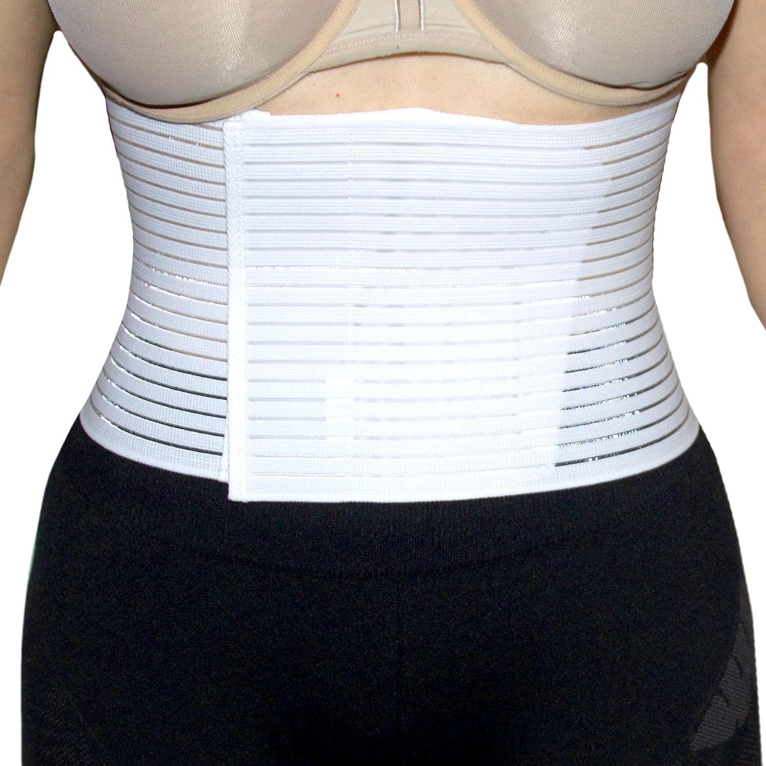 BODYPERFECT Fascia ernia ombelicale Pancera Post operatoria Cintura Post Parto Elasticizzata A Strappo Altezza 16 Cm Made in Italy (Bianco, L)