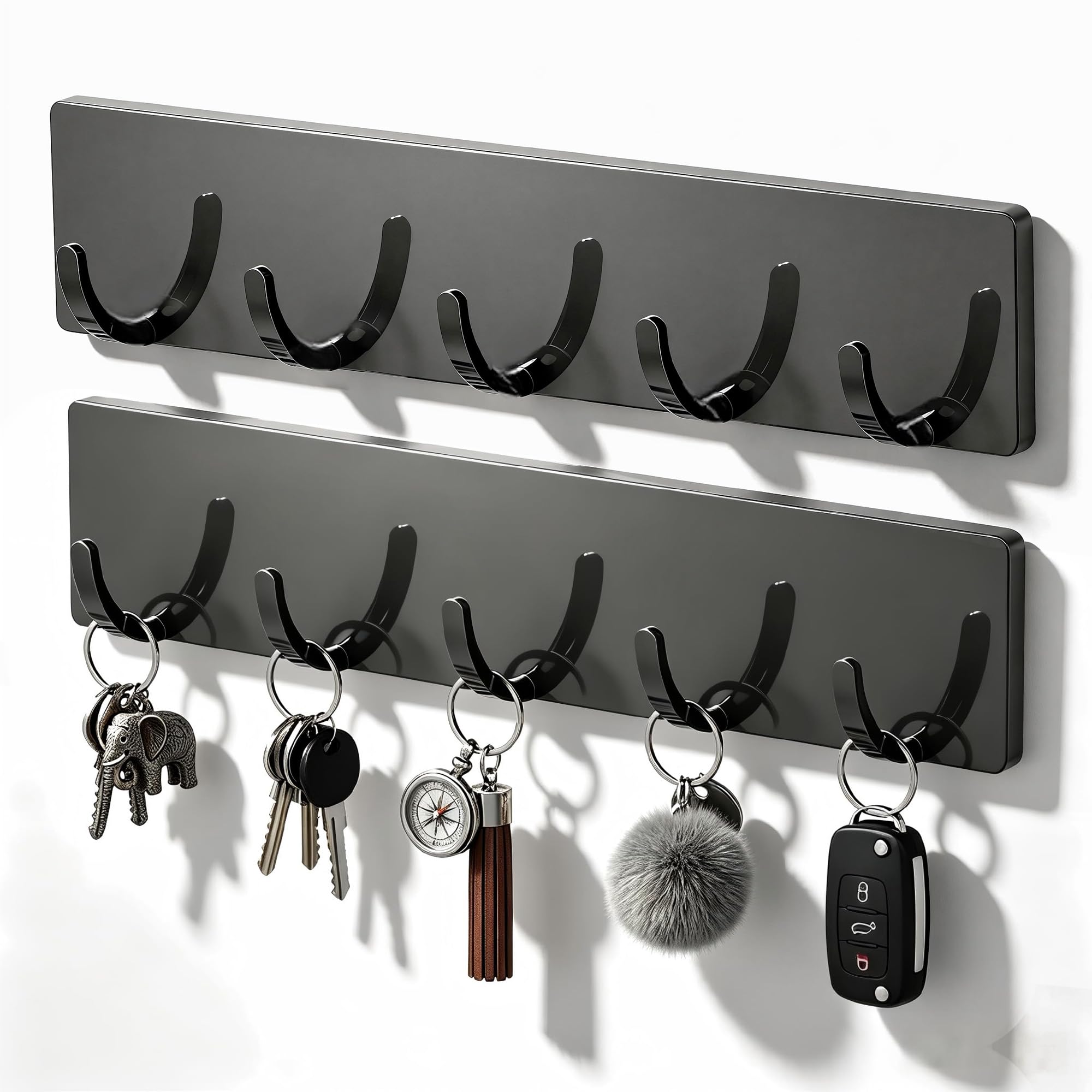 VLUNT Key Hooks Wall Mounted with Self Adhesive Key Holder for Wall 2 Pack