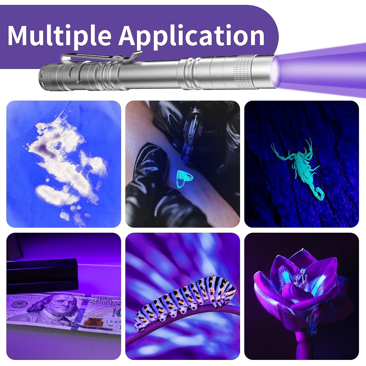 COSOOS UV Flashlight Black Light - Mini 395nm Ultraviolet Detector for Pet