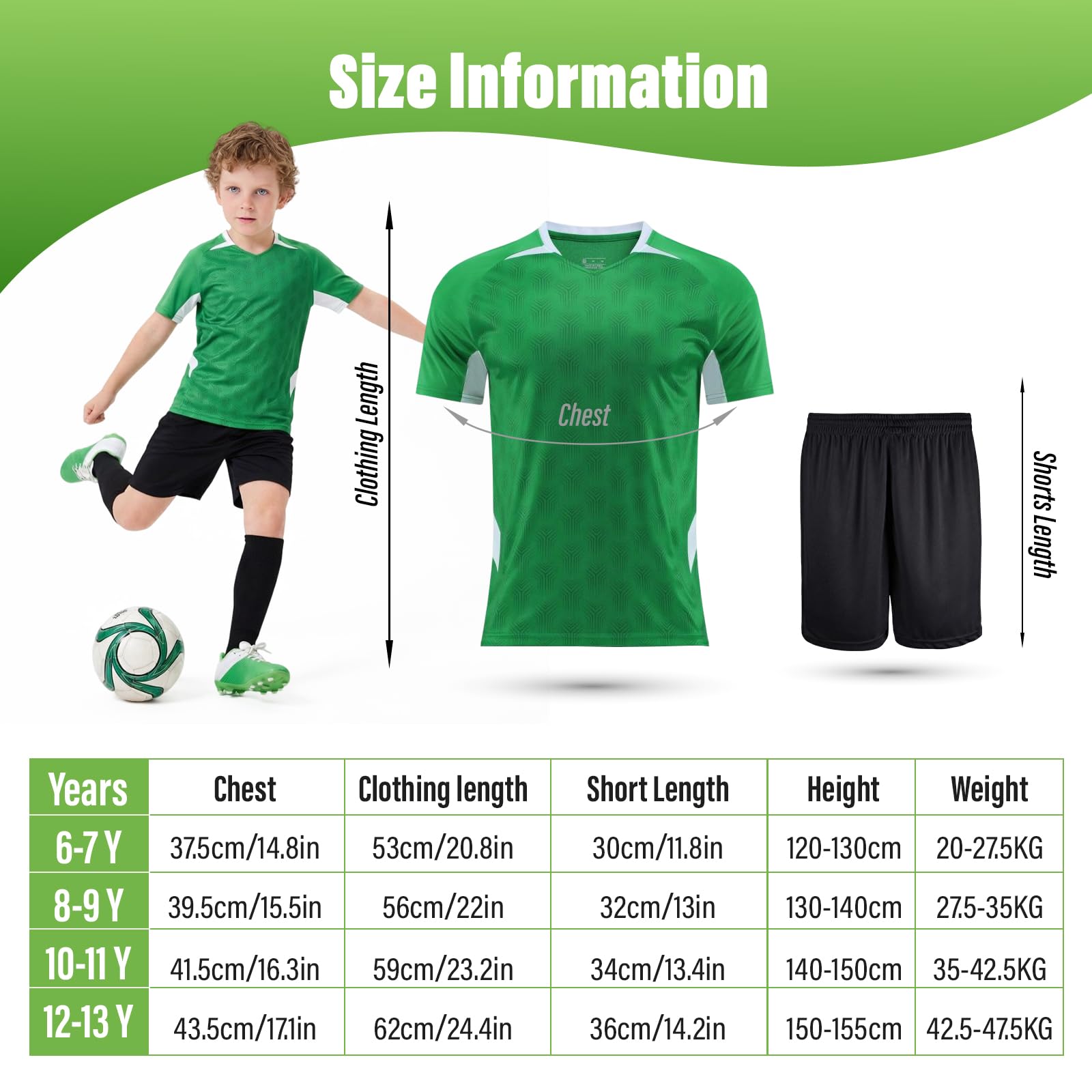 Completo Calcio Bambino, Set di Maglia e Shorts a Secco Rapido per Allenamento Scuola Gimnasio