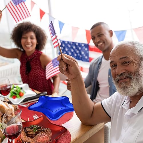 Miniatura 7 de Zuazaor 60 platos de papel en forma de estrella de 9 pulgadas, platos desechables para fiesta, pentagrama, para graduación, Día de la Independencia,