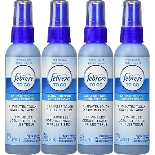 Febreze to Go Fabric Refresher Extra Strength Odor Remover Spray, Original Scent, 2.8 oz. (Pack of 4)
