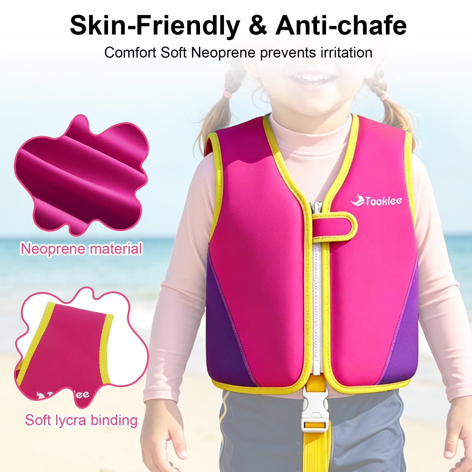 Giubbotto da Nuoto per Bambini – Sistema di Galleggiamento Regolabile a 8 Pannelli, Testato TÜV e sicuro – Comfort in Neoprene Morbido, Struttura Resistente