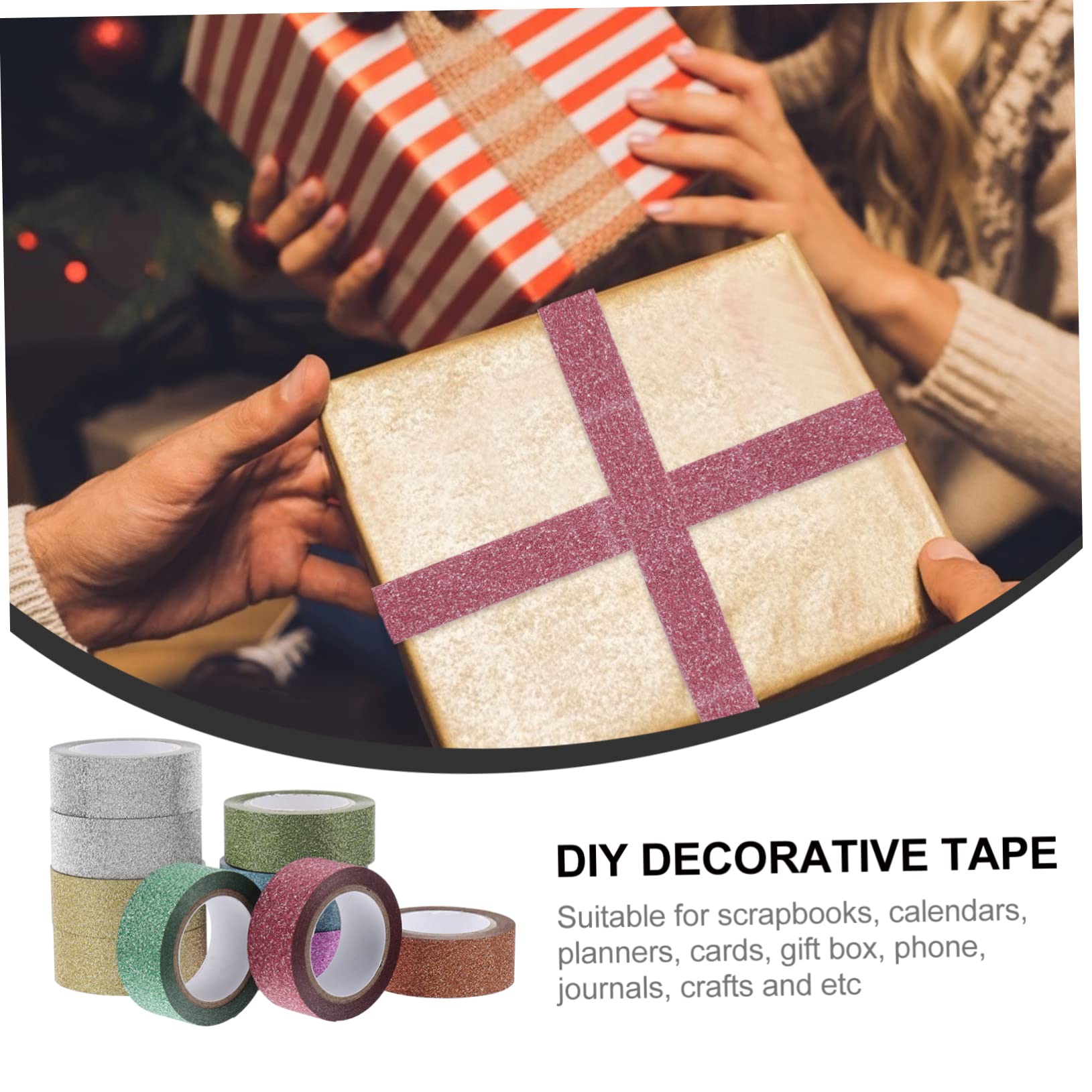 SHINEOFI 3 Set Di Nastri Washi Decorati Con Glitter Per Scrapbooking Nastri Adesivi Per Mascheratura 10 Pezzi*3