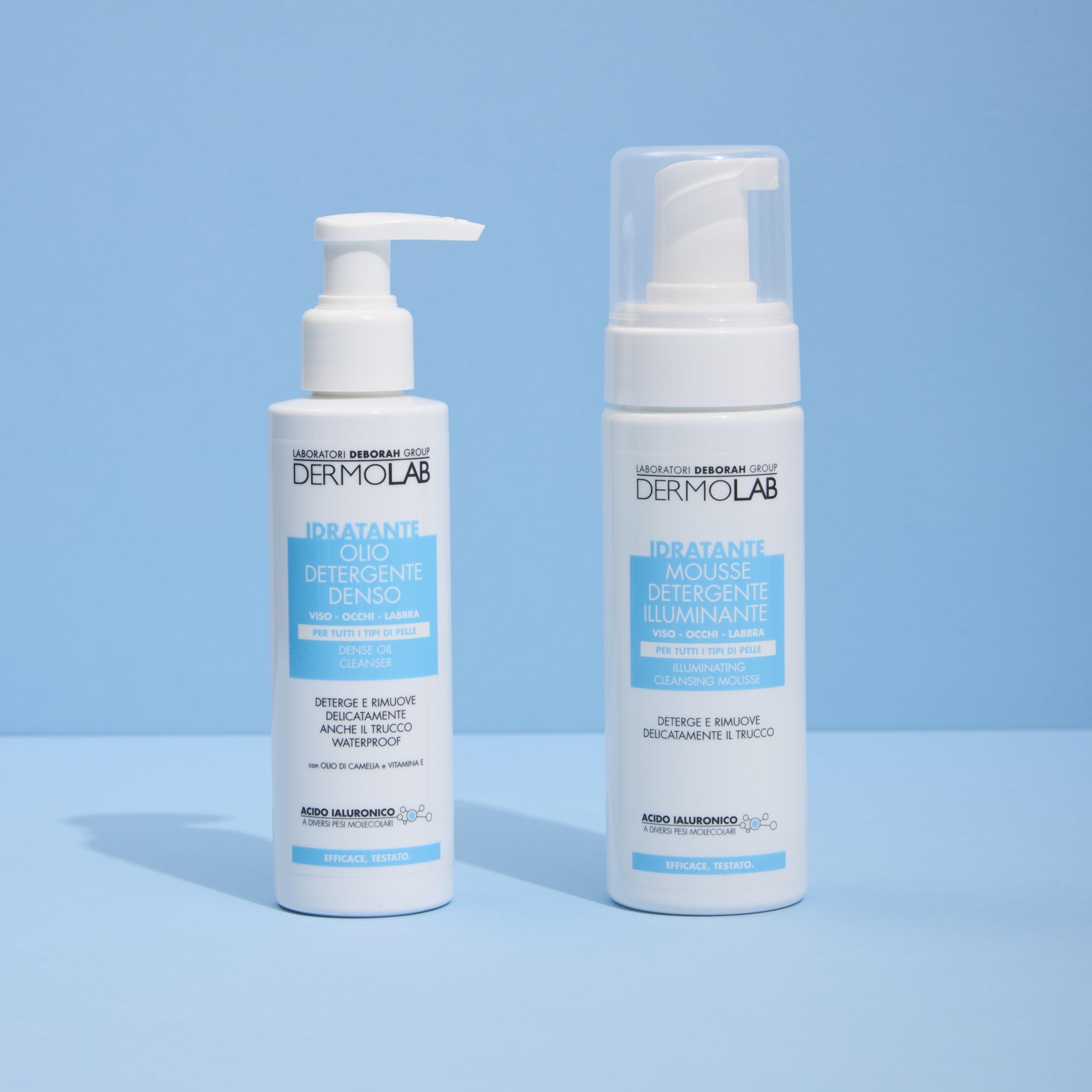 Dermolab - Olio Detergente Viso Denso con Acido Ialuronico Idratante, Olio di Camelia e Vitamina E, Deterge e Rimuove Delicatamente anche il Trucco Waterproof da Viso, Occhi e Labbra, 120ml