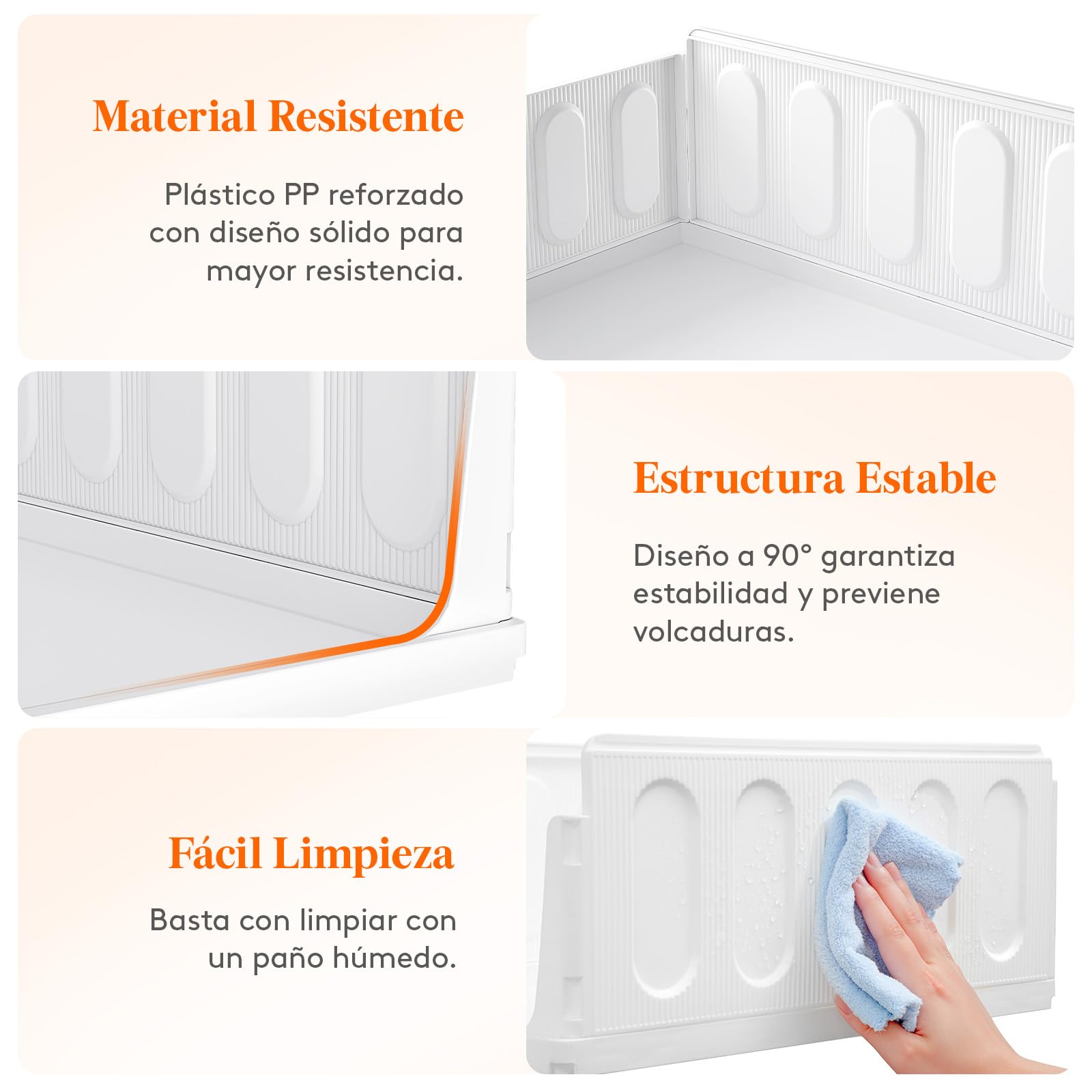 Lifewit Organizador de Armario Apilable, Cajas de Almacenaje Extensibles 24L, Blanco, 6 Pack