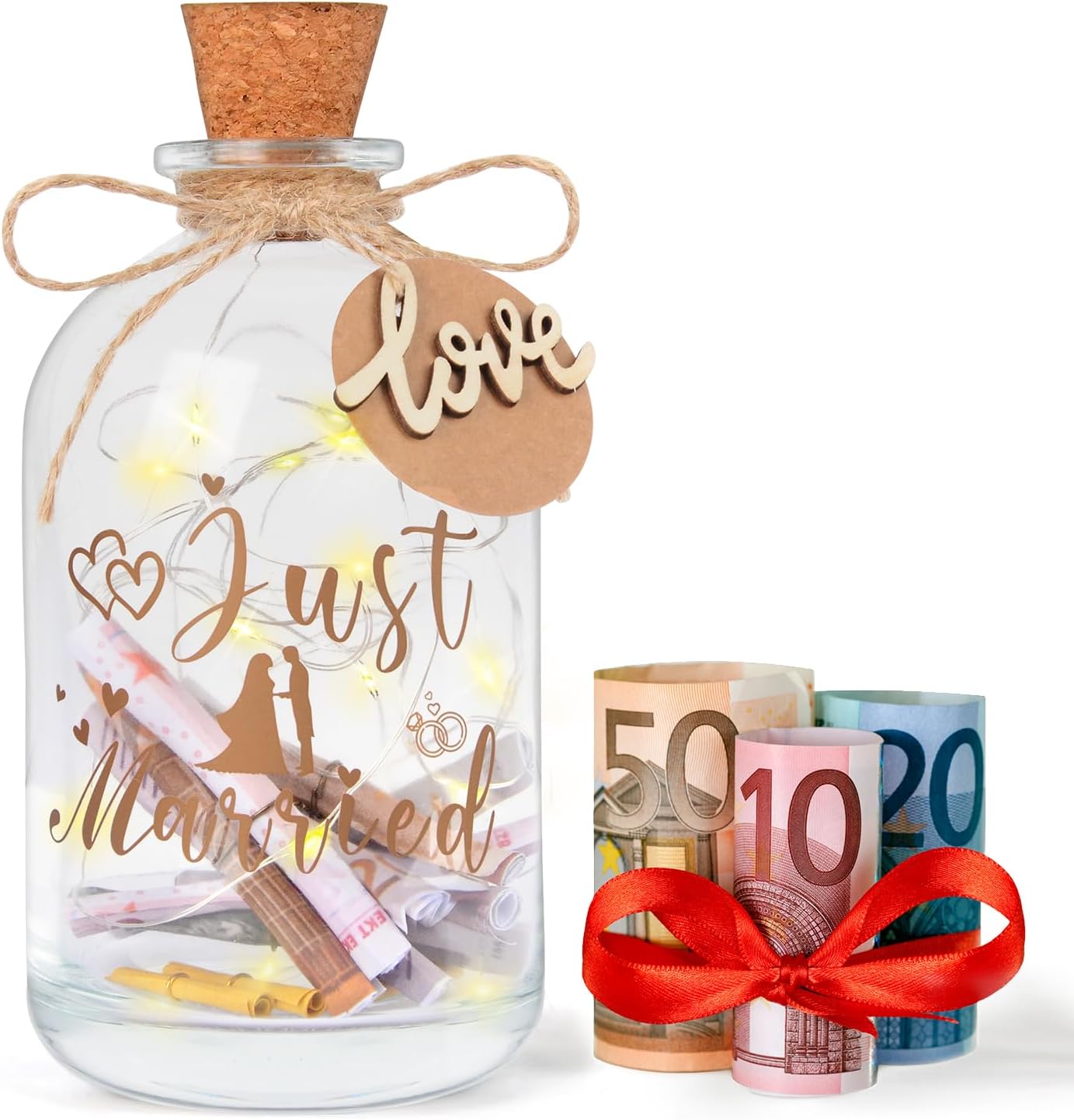Flaschenlicht Hochzeitsgeschenk – Geldgeschenk-Verpackung Mit LED-Lichtern, Personalisierbar Für Brautpaare