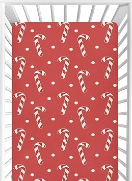 CaTaKu Candy Canes Red Polka Dot Crib Sheets for Girls Boys,Baby Crib Fitted Sheets for Mini Crib and Toddler Mattress, Soft Baby Nursery Bed Sheets Neutral 28"x 52"