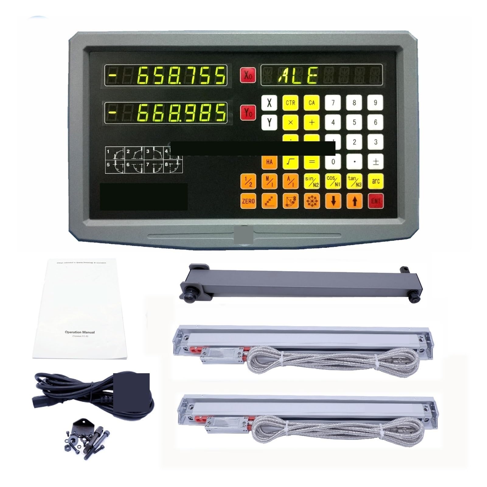 Máquina de molienda de torno Kit Sino 2 Axis Lectura digital SDS2MS & 2PCS KA300 Escala lineal óptica, Visualizador digital