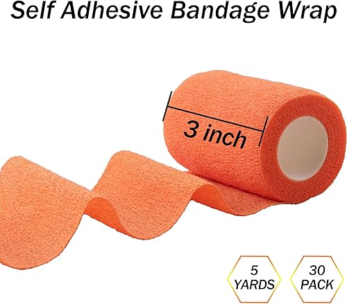 Miniatura 2 de BQTQ 30 rollos de vendajes autoadhesivos de 3 pulgadas, vendajes autoadhesivos de 3 pulgadas, vendaje elástico para esguinces de hinchazón de muñeca