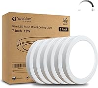 Vista 9 de Lámpara de techo LED de 7 pulgadas, montaje empotrado, atenuable, luz de techo plana redonda ultra delgada de 5000 K, luz diurna, lámpara de techo