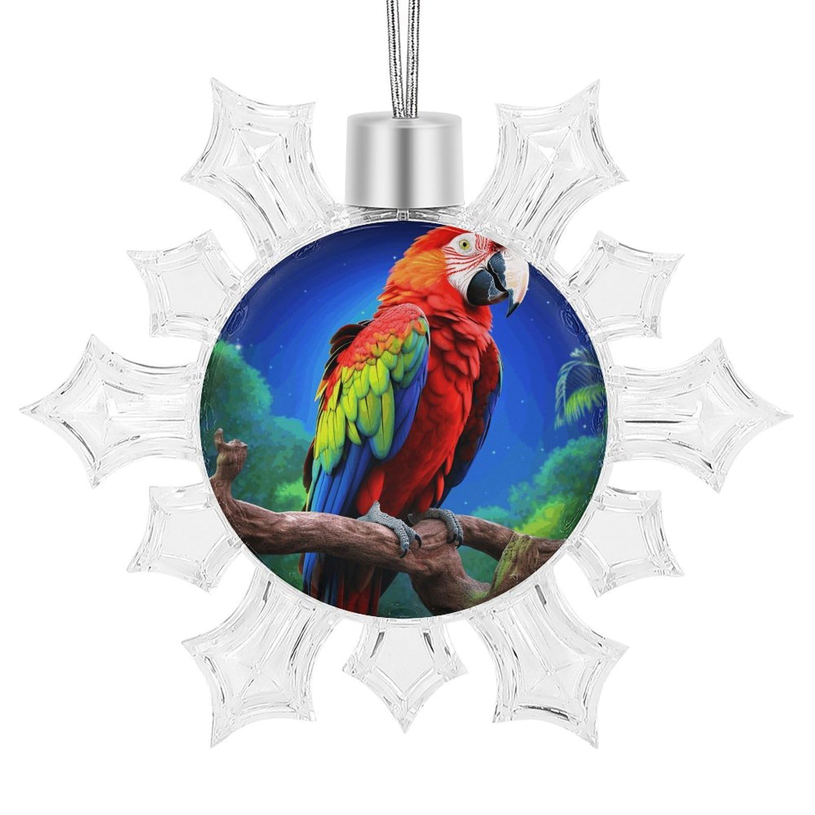 Parrot Snowflake Ornaments Cute Snowflake Pendant Exquisite Christmas Tree Ornaments for Christmas Weddings New Year Birthday Holiday Celebration