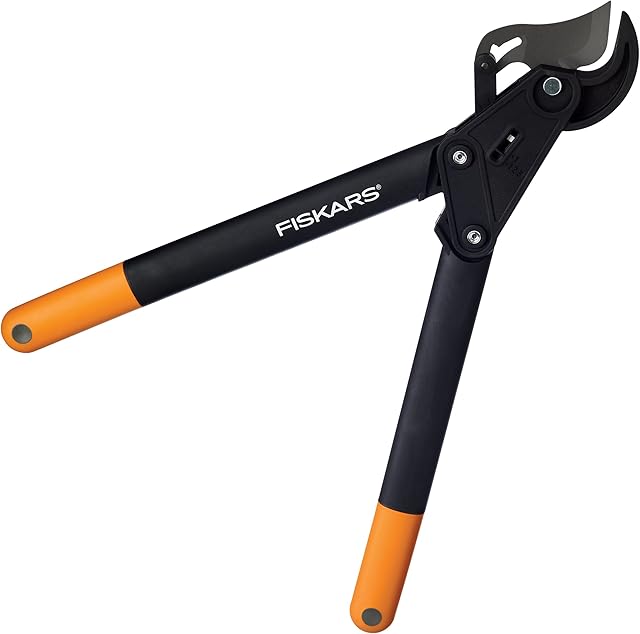 Fiskars PowerStep Sekator kowadełkowy do suchych i twardych gałęzi, Powłoka nieprzywierająca, Hartowana stal, Długość: 57 cm, Czarny/ pomarańczowy, L85, 1000585