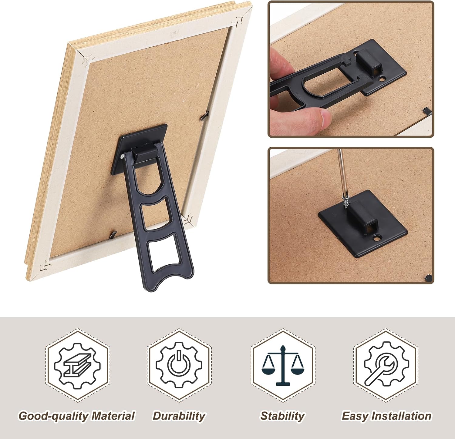 PATIKIL 5.83 Easel Back, 6 Sets Plastic Picture Frame Back Stand Photo Frame Easel Back Support with Screws for Crafts Art Frames Supplies Paintings Display, White