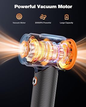 Car Vacuum Cleaner, 20000Pa Suction Power Handheld Vacuum Cleaner, 4-in-1 Portable Car Vacuum with 2 Suction Modes, Cordless Mini Vacuum with Type-C Charge for Car, Home, Office Desk, Keyboards