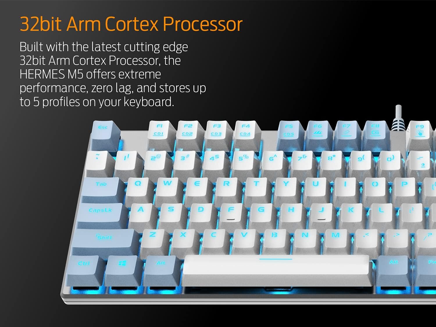 Hottest Sale Zeus GAMDIAS White and Stylich Gaming Mechanical Keyboard with Blue Switch, for Work and Office Use, Stylish Dual Colored Keycaps and 6 Lighting Effects