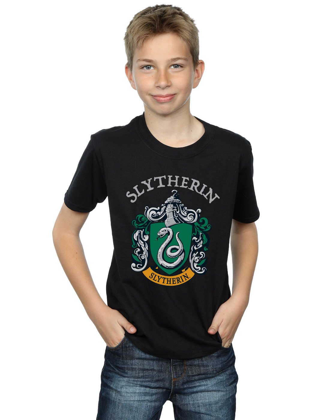 Absolute Cult Boys Black Harry Potter Slytherin Crest T-Shirt 12-13 Years