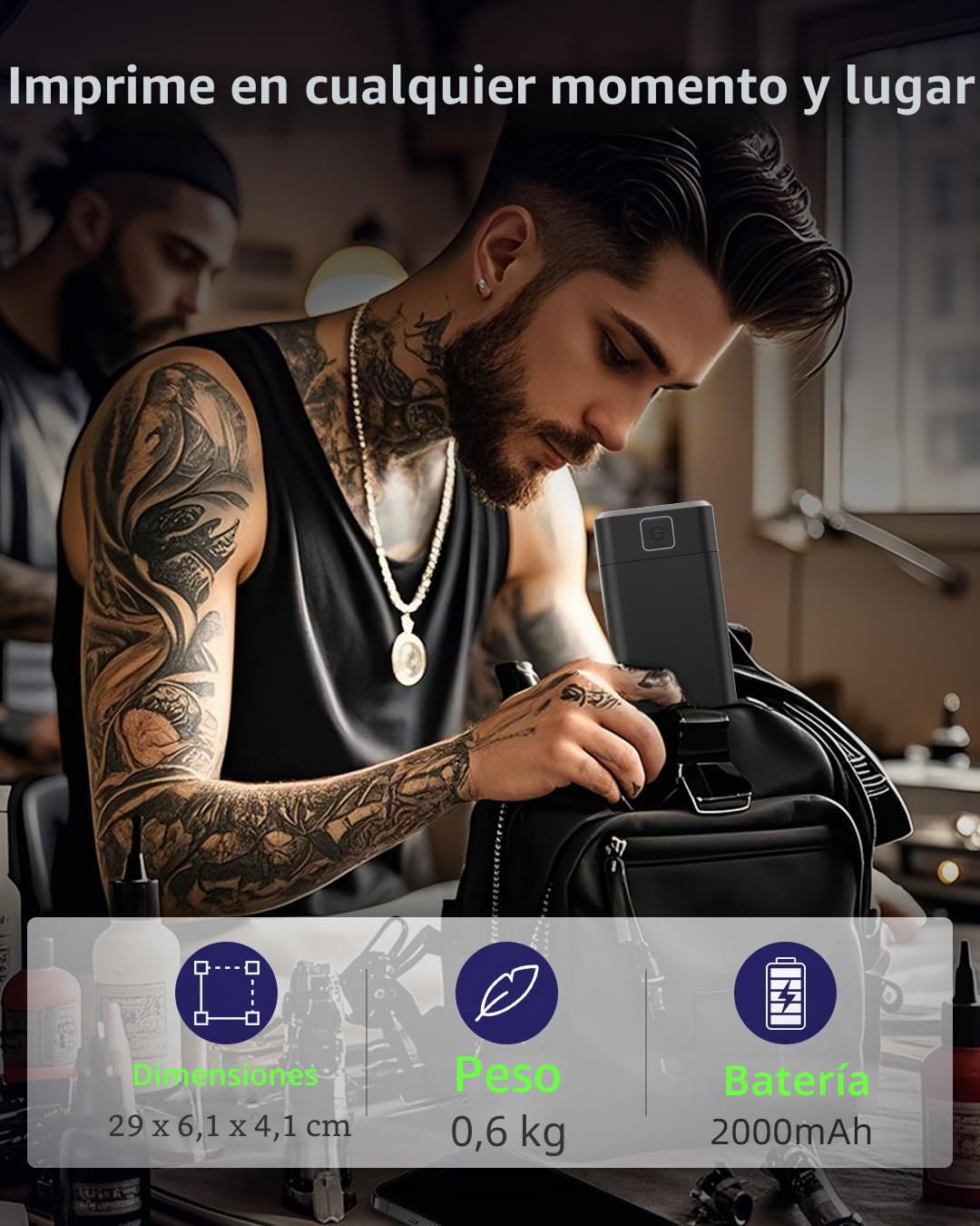 Impresora térmica, Termocopiadora Tattoo Bluetooth para Tatuajes DIY, con 10pcs Termocopiadora Tatuaje Papel, Tatuajes Compatible con Teléfono Tablet PC para Artistas y Principiantes