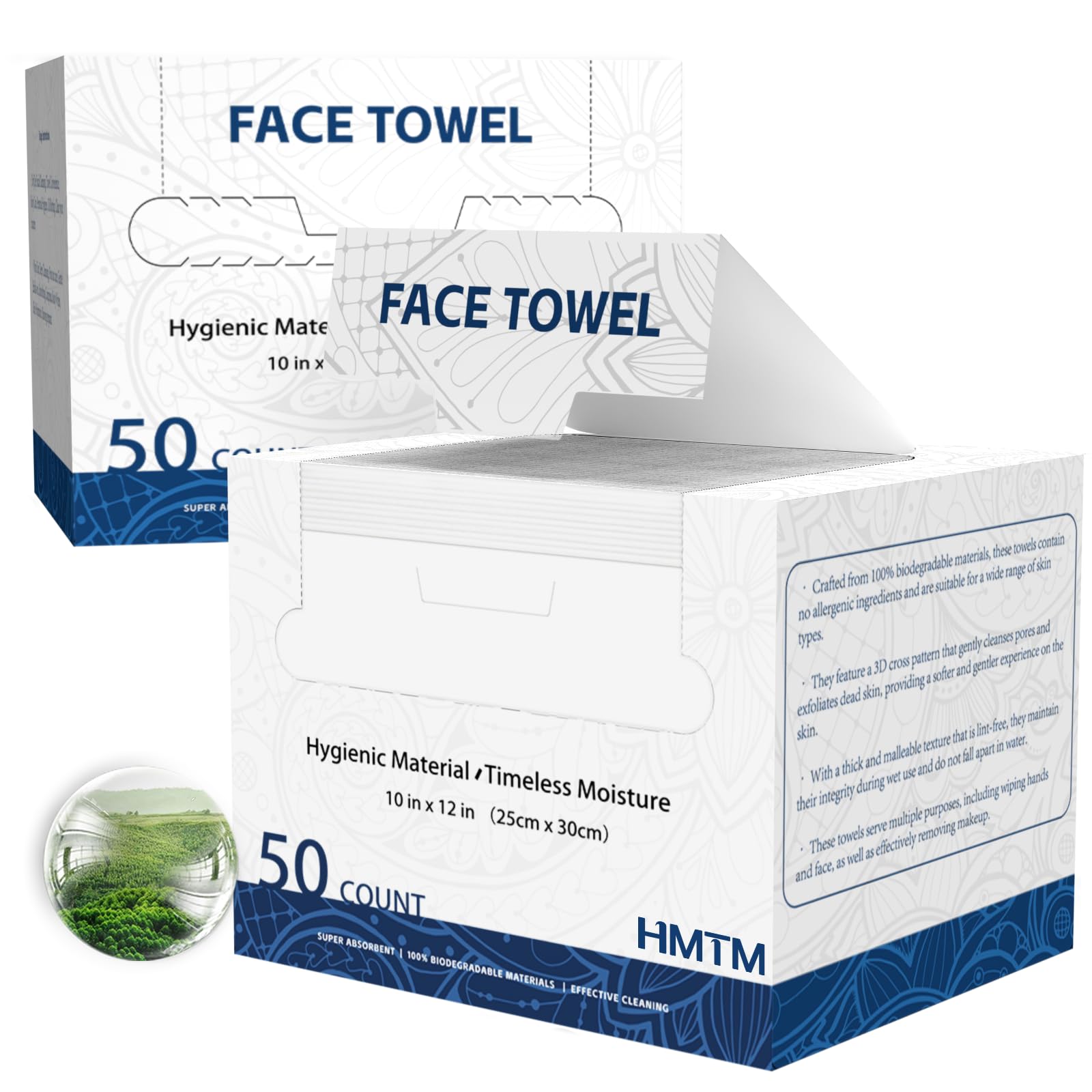 Face Towels, 10” x 12”, Face Towelettes Disposable, Extra Thick Soft and Absorbent for Sensitive Skin, Disposable Face Towel for Makeup Remover, Dry