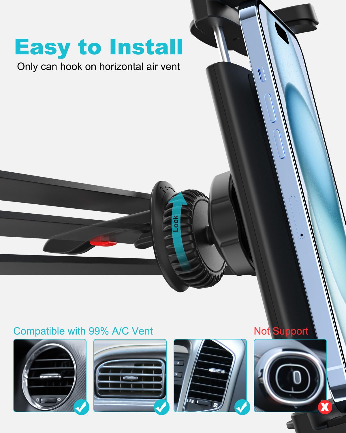 Supporto Tablet Per Auto Da Griglia Aria - Regolabile, Per IPad, Samsung, IPhone E Altri Dispositivi - Foto 9