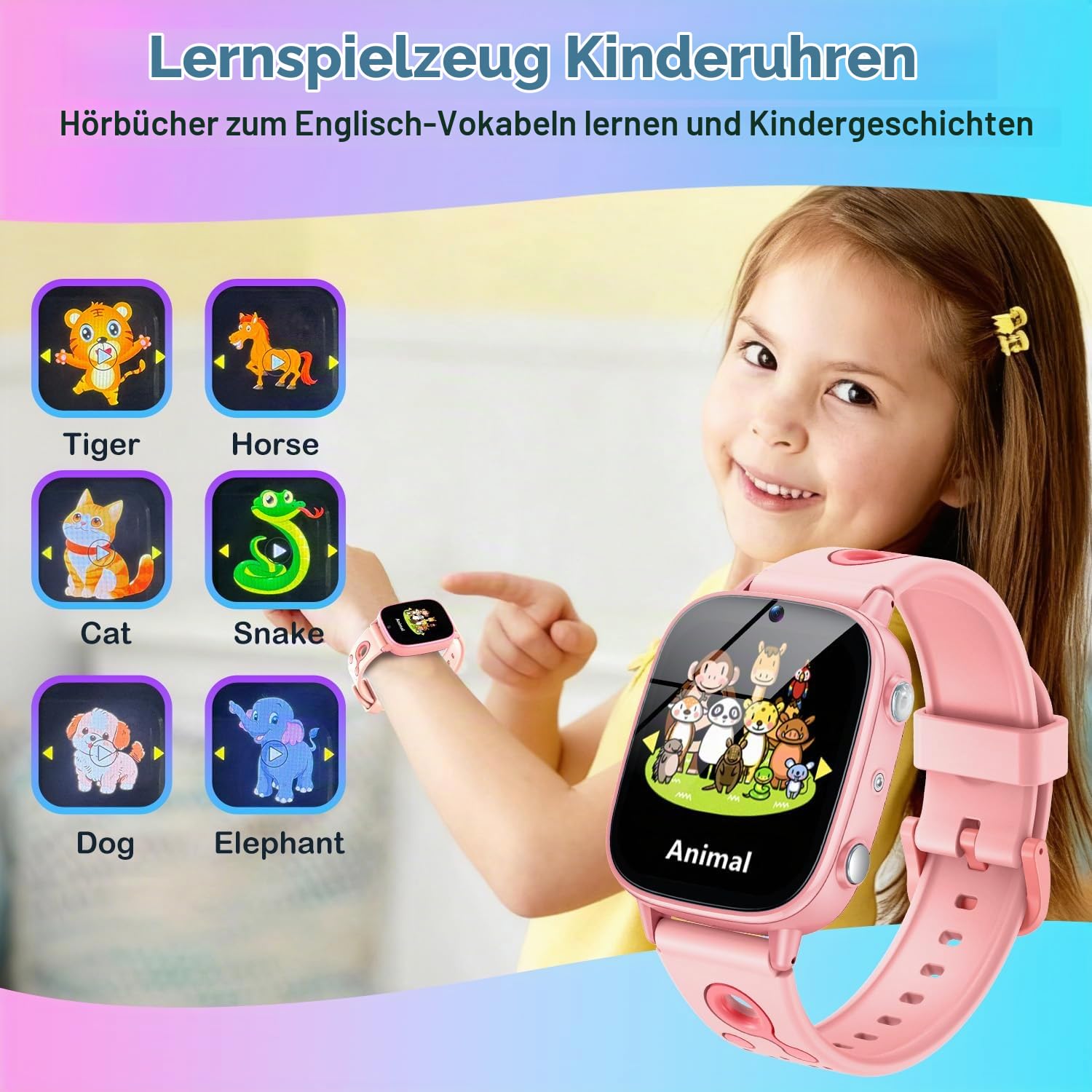 Smartwatch Kinder Toys for Kinderuhr Gift: 1,8" HD Touchscreen Kinder Smart Watch mit 26 Games Camera Video Recorder Kids Watch mit Taschenlampe Pedometer IP68 Wasserdicht Education Boy Girl