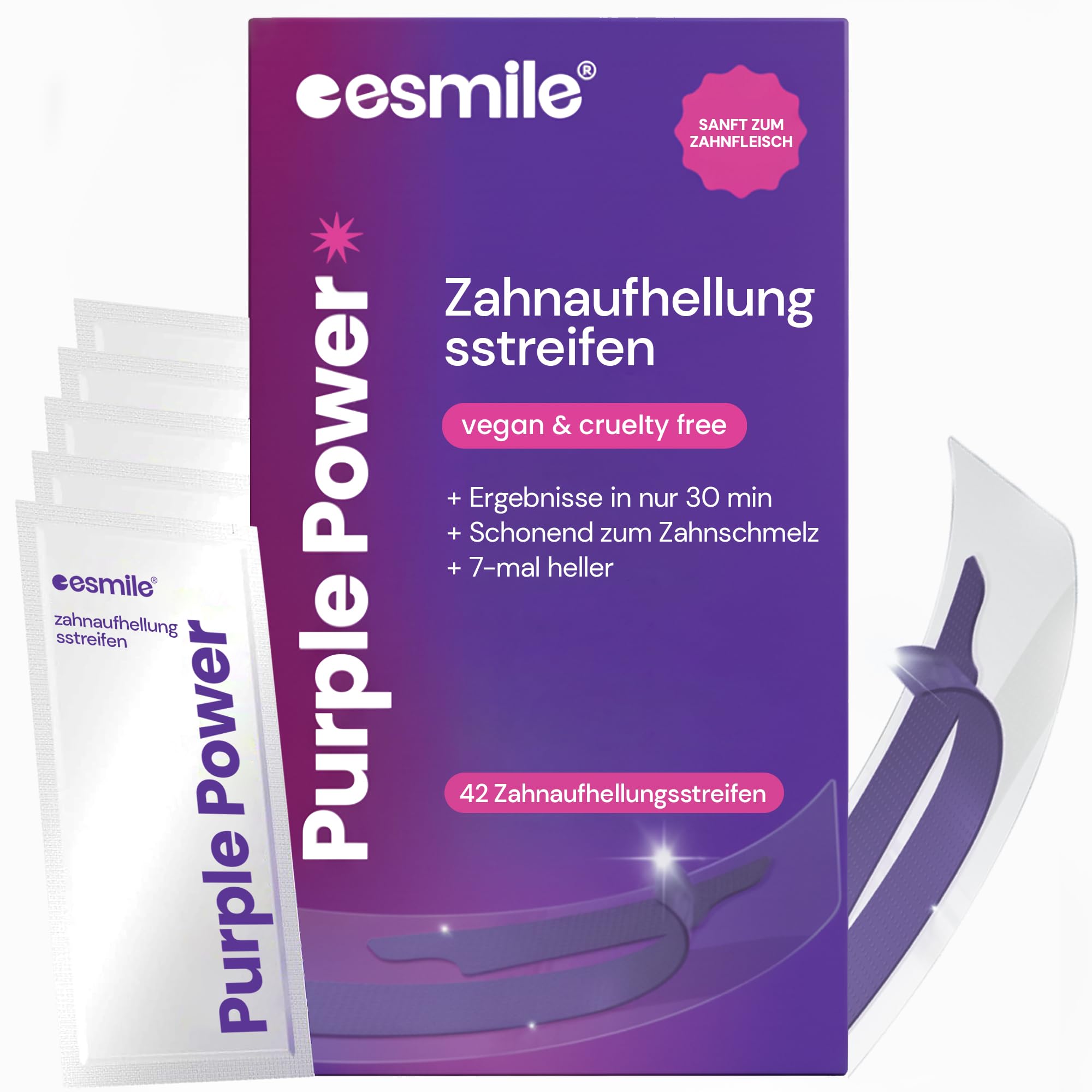 ESMILE: Professionelles Zahnaufhellungs-Kit mit LED-Lampe + Violette Streifen – Sofortige und Effektive Zahnaufhellung – Schonend für den Zahnschmelz