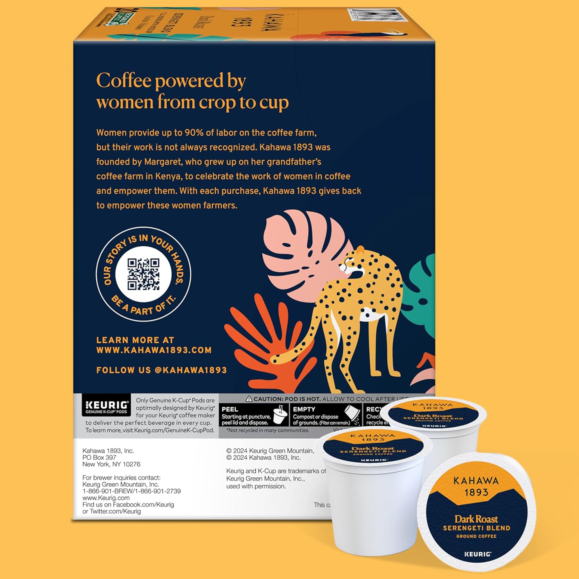 Kahawa 1893 Coffee, Dark Roast K-Cup Pods for Keurig Brewers
