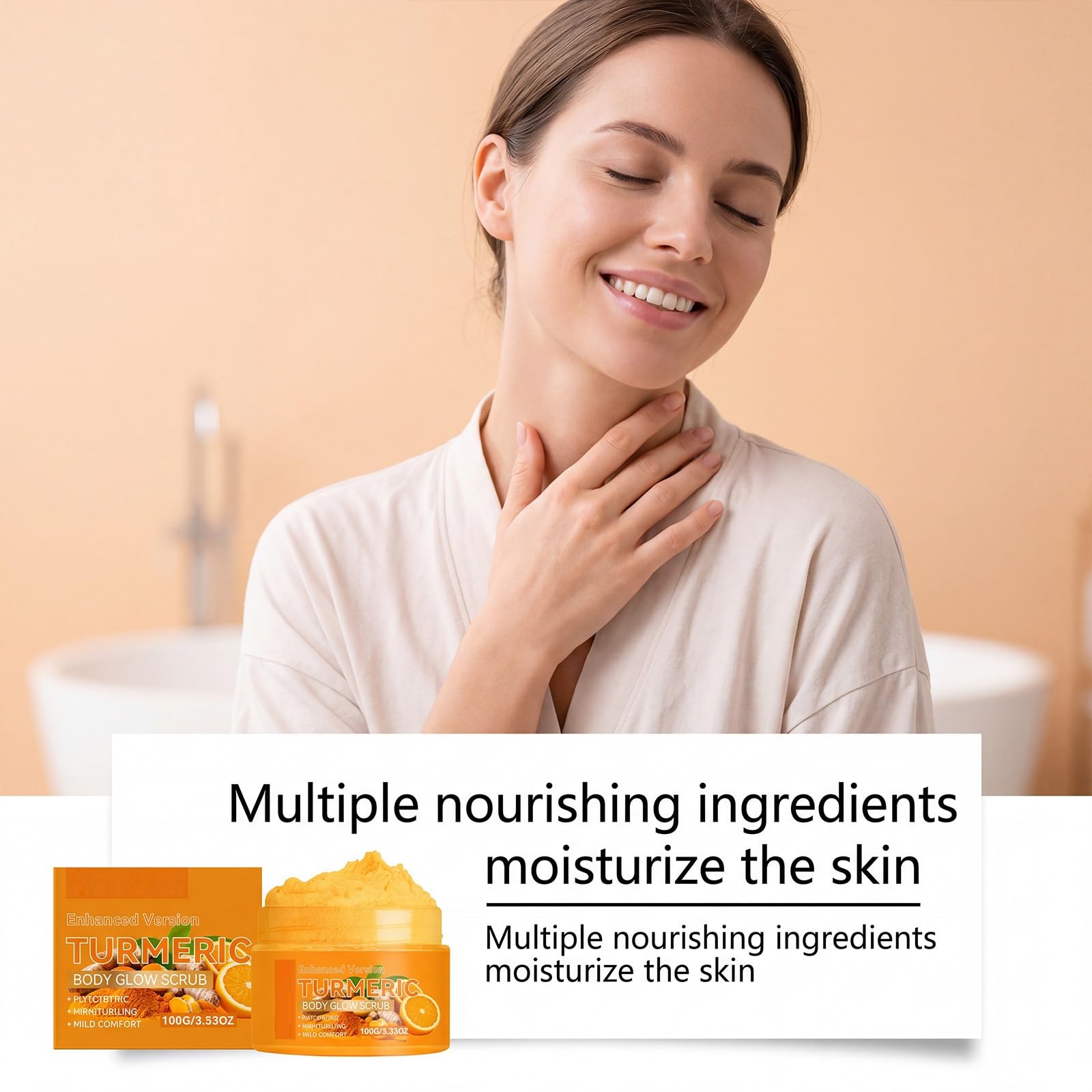 Scrub alla curcuma per il corpo, esfoliante alla curcuma per una carnagione luminosa, alla vitamina C, per una pelle luminosa (5 pezzi)