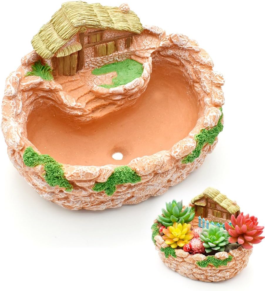 Garden Decoration Diy Tiny Creative Plants Pot House Decoration Gift Fairy Garden Houses Succulent Pots Fairies Garden Decoration Hanging Mini Flower Pots Fairy Garden Fairy Pots and Sweet House 8.6IN