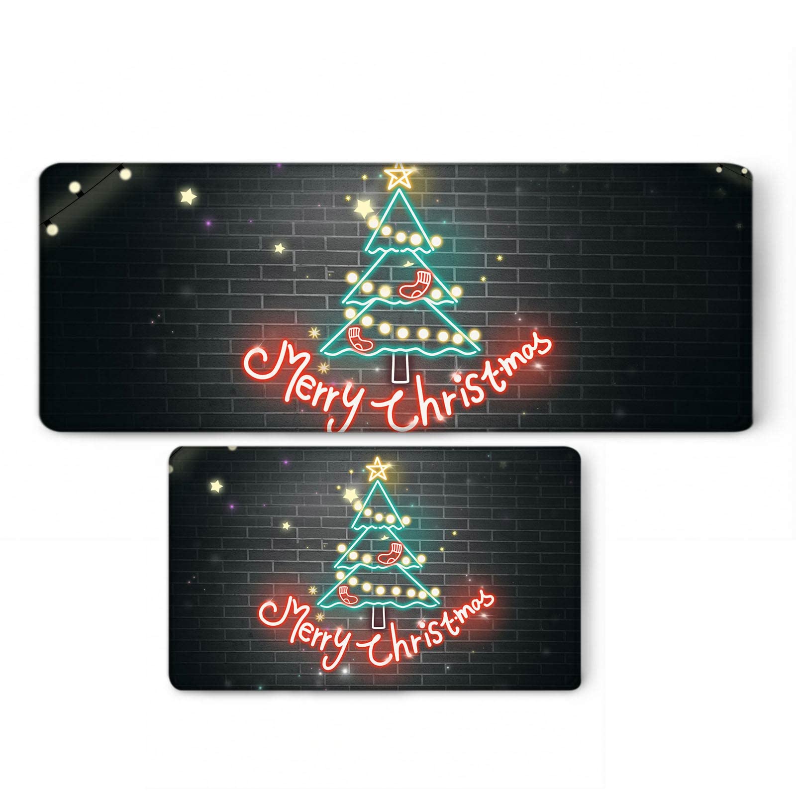 Dywan kuchenny antypoślizgowy, kuchnia maty podłogowe czerwone 50 x 80 cm + 50 x 160 cm "Merry Christmas" dywaniki pod choinkę