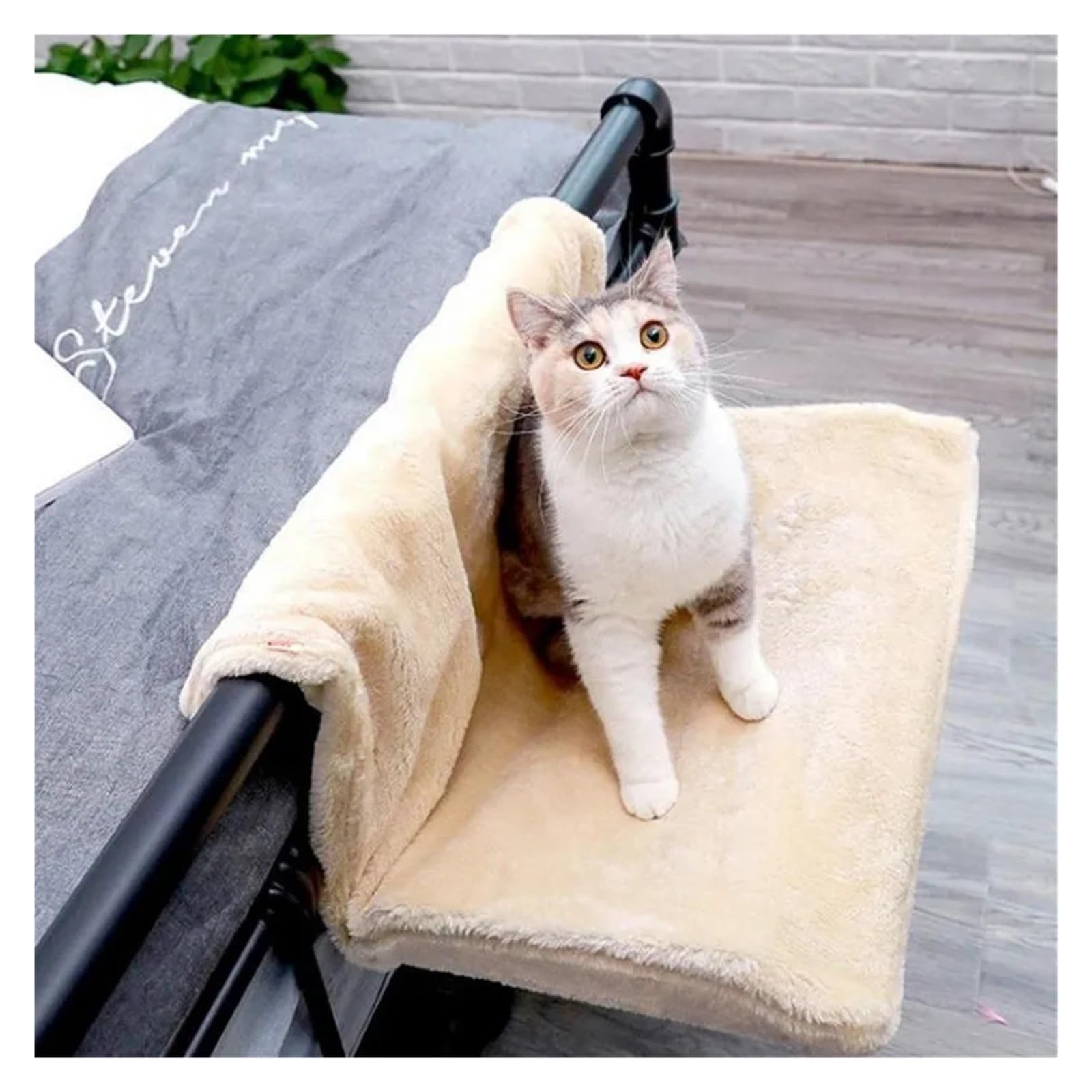 Calda Amaca For Gatti For Animali Domestici, Sospesa For, Cestello In Pile Invernale, Amache Con Struttura In Ferro E Metallo Stabile E Confortevole(Light gray)
