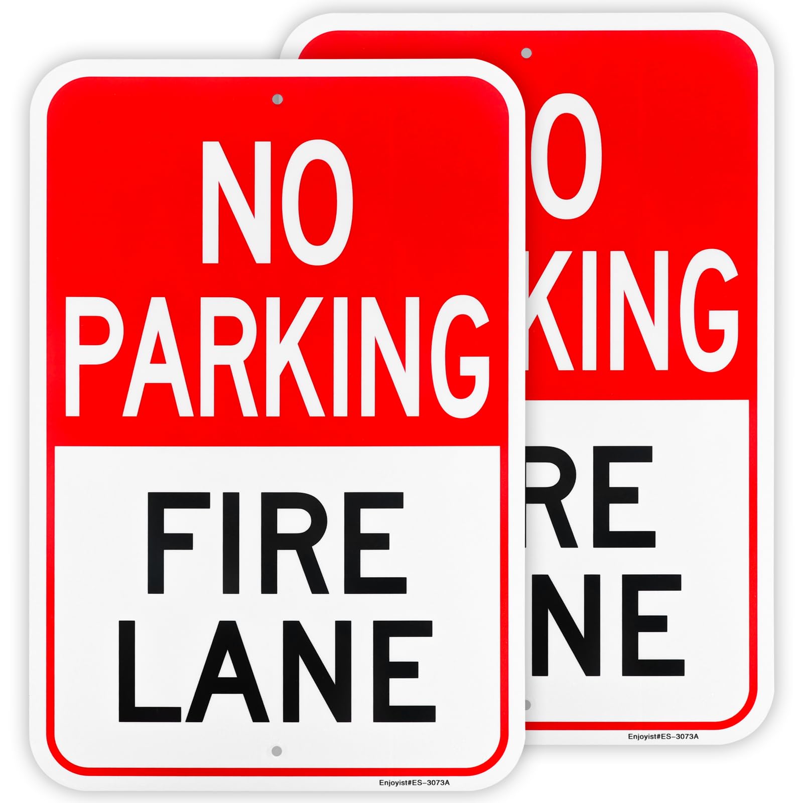 2 Pack Large No Parking Fire Lane Sign, 12"x 8" Rust Free Aluminum – Reflective, UV Protected and Weatherproof