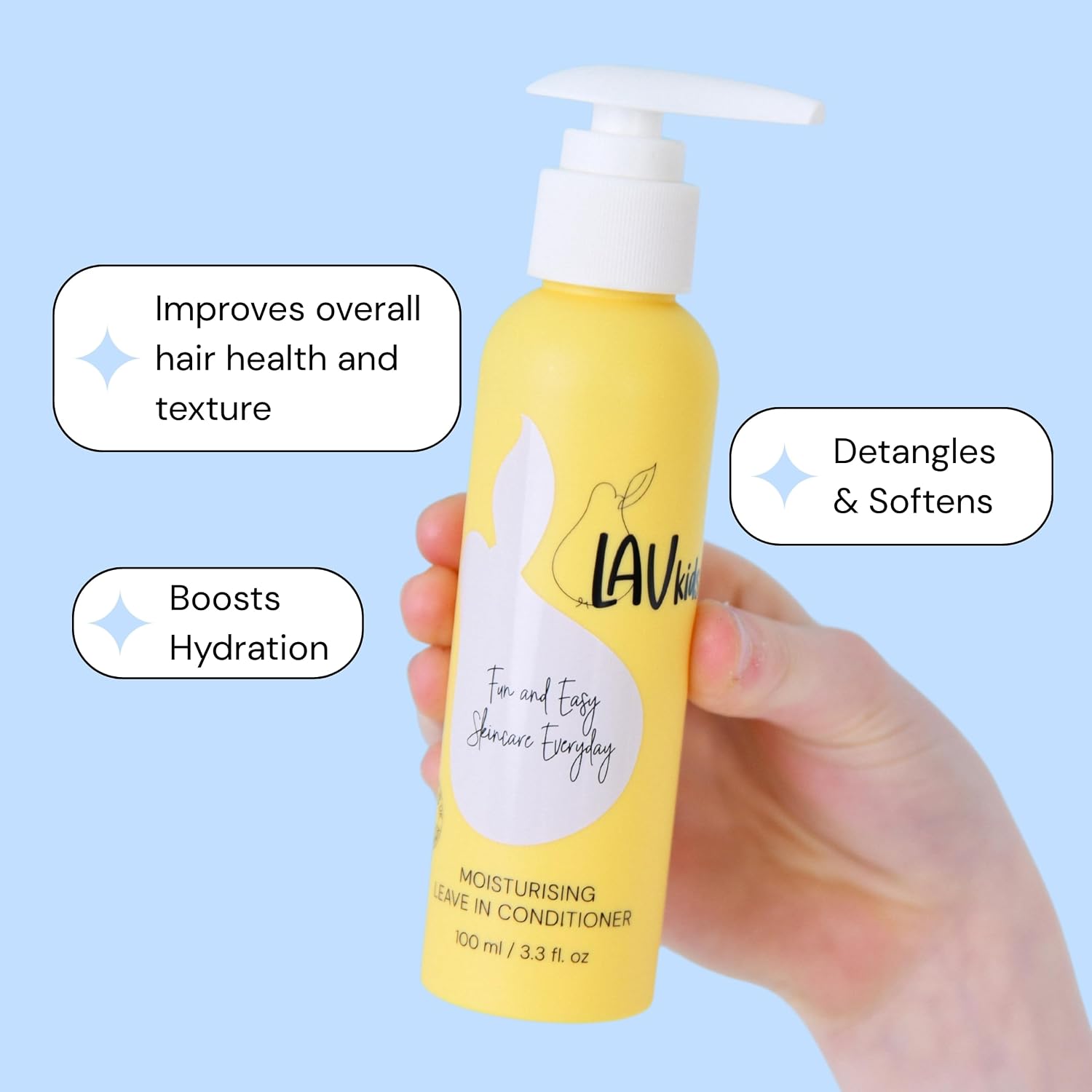 LAV KIDS Natural Hair Care Set, Shampoo and Conditioner Bundle with Scalp Massager, Mesh Storage Bag image 5