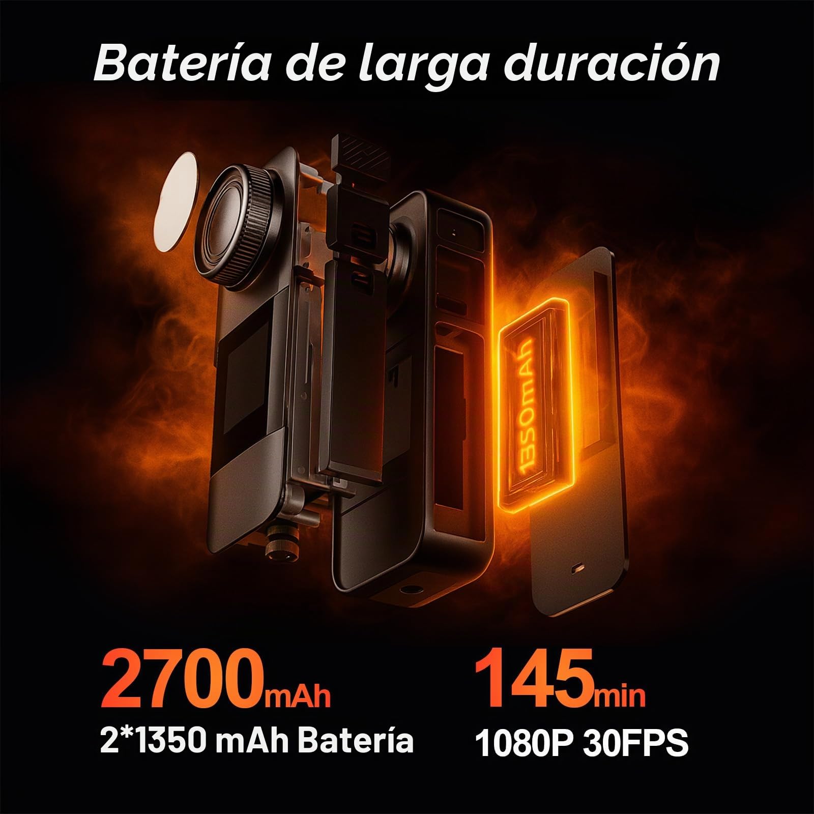 Camara Deportiva con Tarjeta de Memoria de 32GB, Camara Acuatica HD 1080P, Camara Moto con Accesorios Cámara Casco Moto, Action CAM con 2 Baterías de 1350mAh y Accesorios Multiples