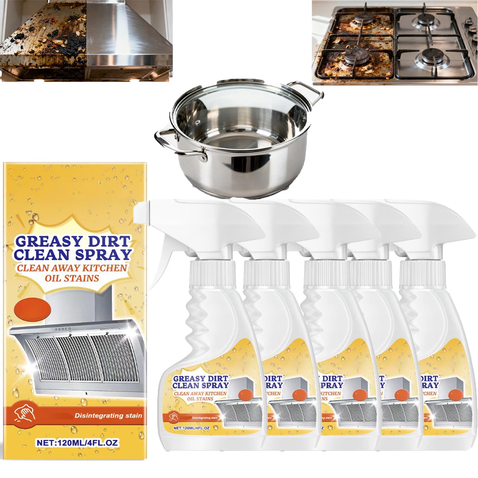 Multifunktionaler leistungsstarker Küchenschaumreiniger, Fettentferner für die Küche, Allzweck-Haushaltsreiniger, schnelle und effektive Reinigung. (5pcs)