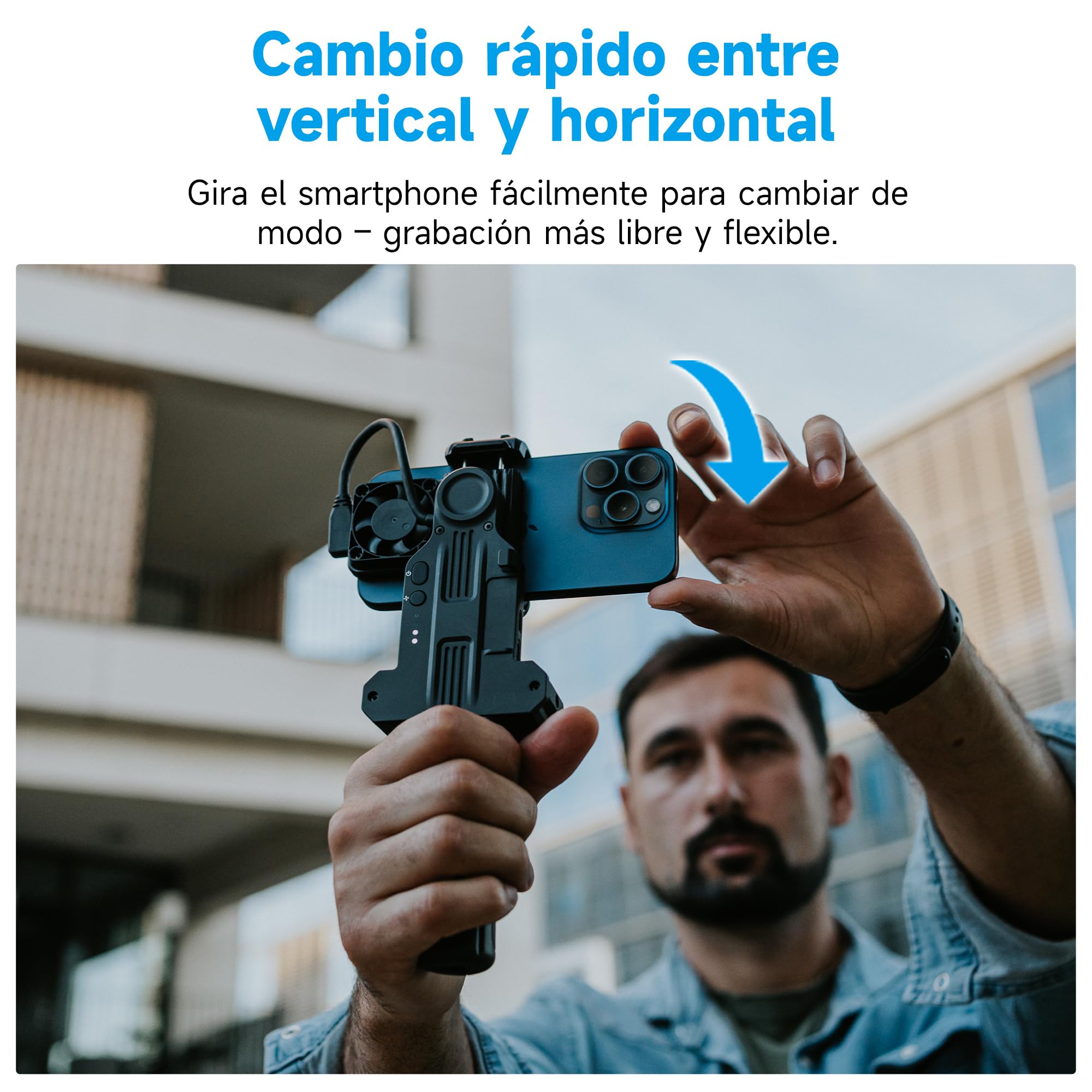 FeiyuTech Dispositivo de vídeo para smartphone con ventilador, 3 puertos tipo C, liberación rápida Arca-Quick, grabación horizontal/vertical, marco de agarre profesional