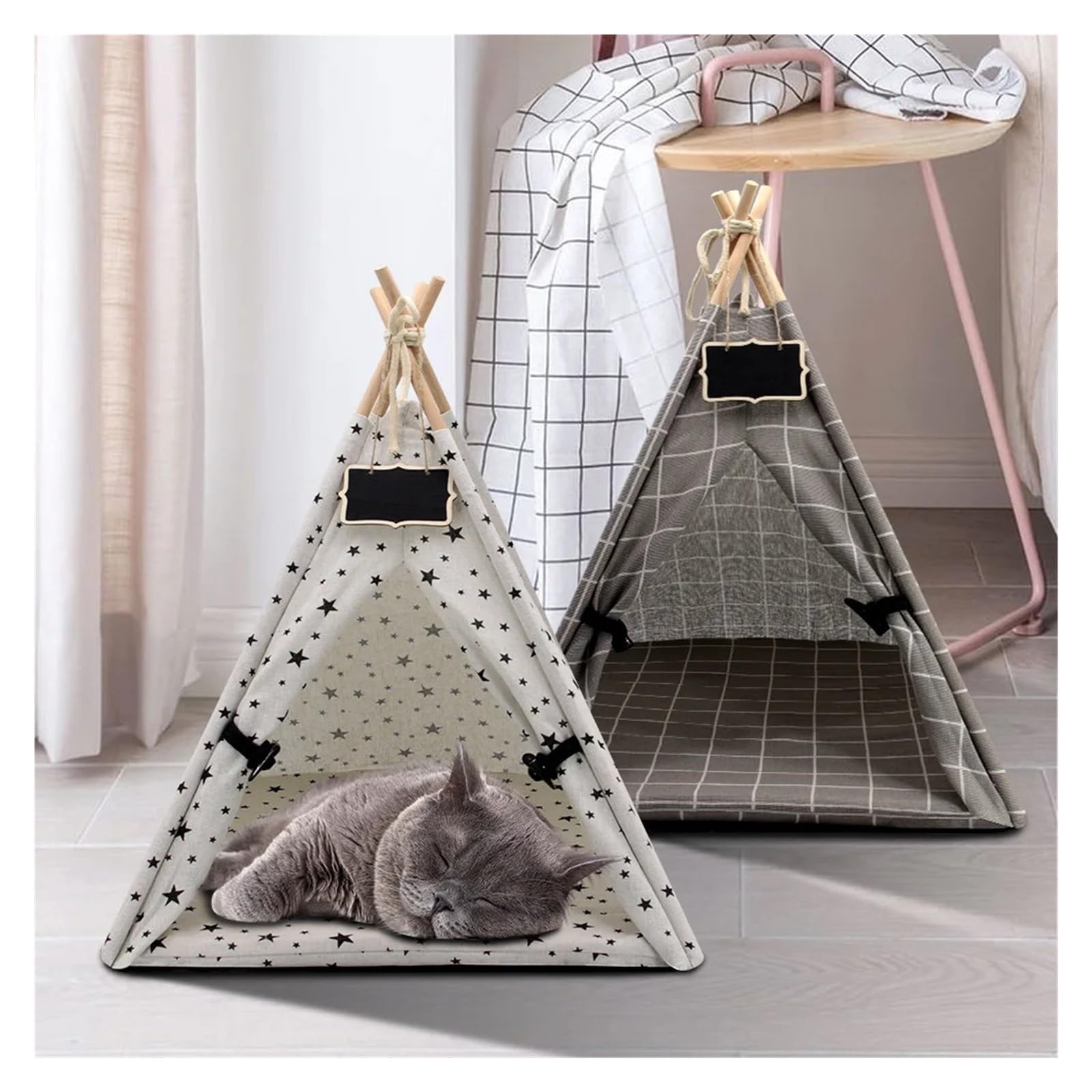 Tente pour Chien Tente for Animaux de Compagnie, lit for Chat, tipi Portable for Chien et Chat, Niche d'intérieur et d'extérieur for Chiots et Chatons Doux et léger(Gray)