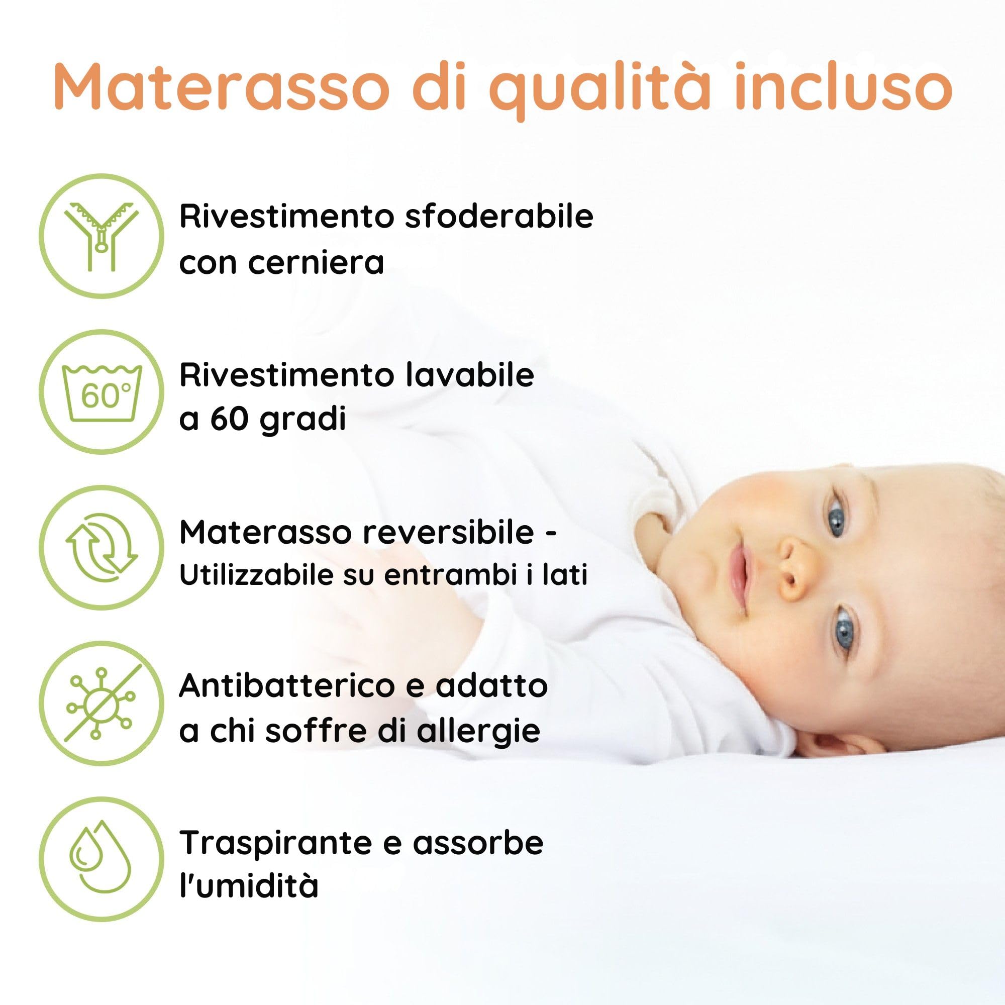 Kids Collective Letto per Bambini in legno di faggio 60x120 cm e 70x140 cm con materasso | Rete regolabile in altezza, sbarre removibili | Dalla nascita fino a 3 anni | Prodotto in UE | grigio