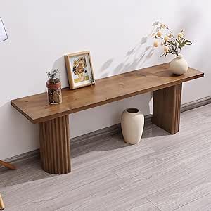 Amazon.com - WINWY Fluted Wood Bench, 51" Farmhouse Solid Wood Bench ...