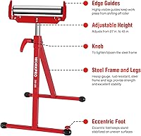 Vista 2 de WORKPRO Folding Roller Stand Height Adjustable, Heavy Duty 250 LB Load Capacity, Outfeed Woodworking