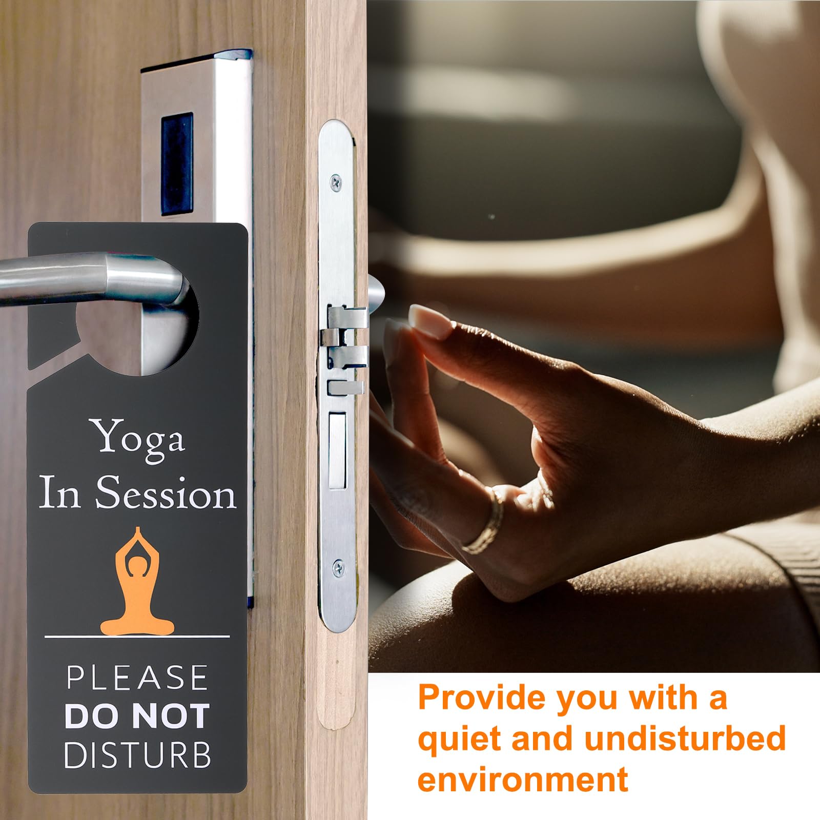 PATIKIL Do Not Disturb Door Hanger Sign, 2 Pcs PVC Double Sided Yoga in Session Door Sign Decor for Office Meeting, Session - Image 4