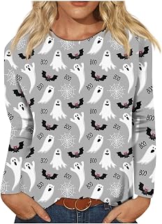 JERFER Plus Size Halloween Sweatshirt for Women,Womens Fall Tops Plus Size Long Sleeve Crewneck Halloween Pumpkin Print Sweatshirt Casual Oversized Workout Pullover