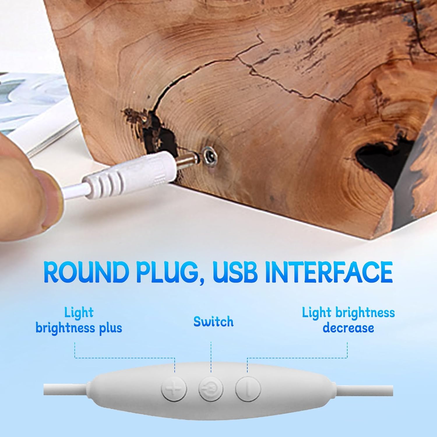 Resin LED Ocean Surfing Night Lights,Handmade Wooden Epoxy Resin Bedside Table Lamp,3D Art Ornaments Office Bedroom Room Party Decor for Surfer Men Women Boys Girls (8-inch Surfing)