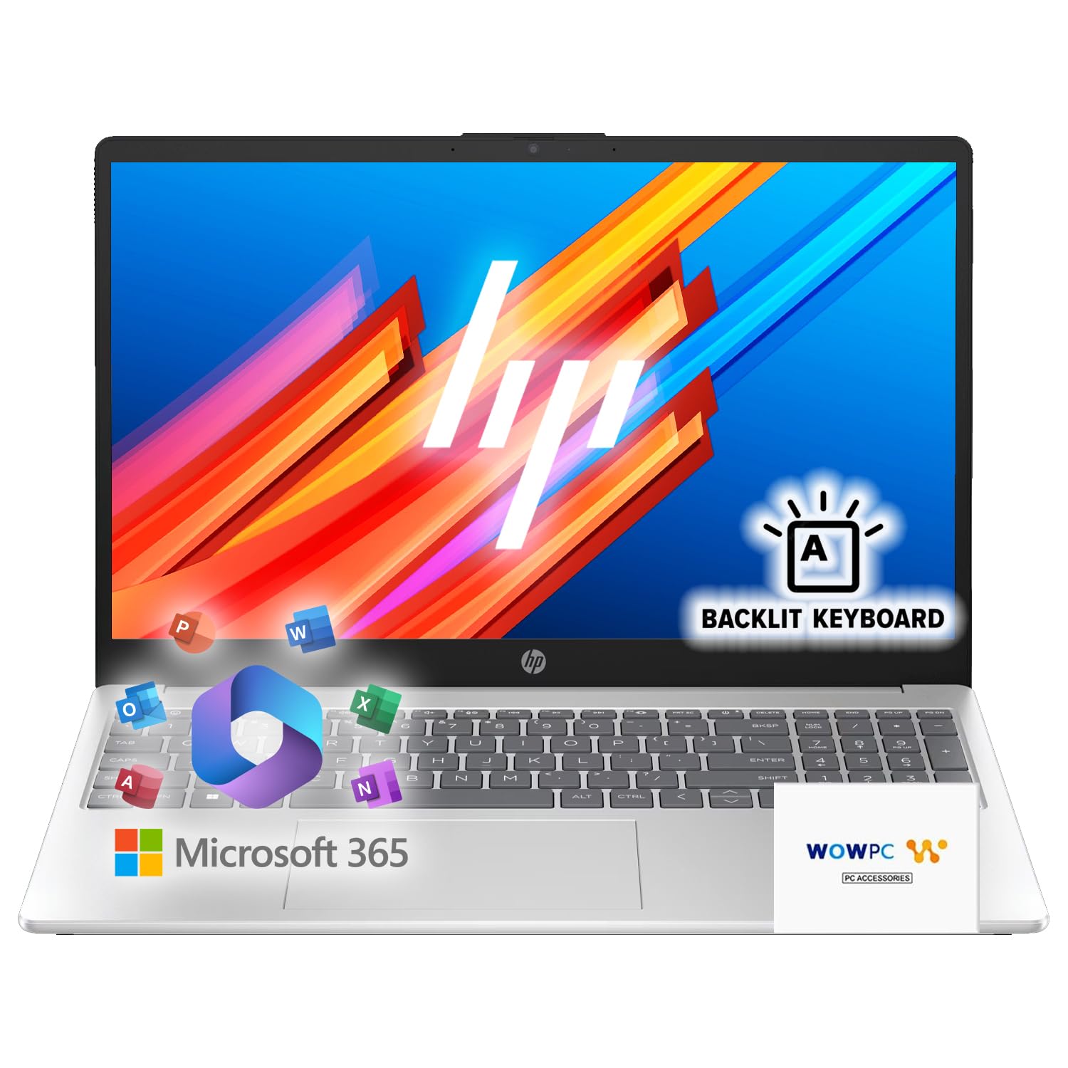 HP 250 G10 15.6" FHD Business Laptop, Backlit Keyboard, Microsoft Office 365, Intel Core i3-1315U (6 cores, Up to 4.5GHz), 16GB RAM, 1TB SSD, USB-C, Wi-Fi 6, HDMI, Windows 11 Pro, WOWPC Recovery USB