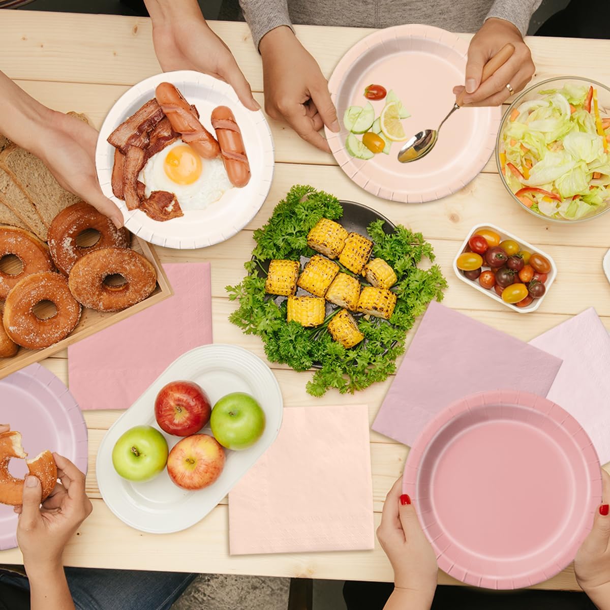 CMUSKO Pink Birthday Decorations - 60pcs Retro Dusty Pink Plates & Napkins Kit Boho Theme Tableware for Baby Shower,Wedding, Bridal Shower - Image 6