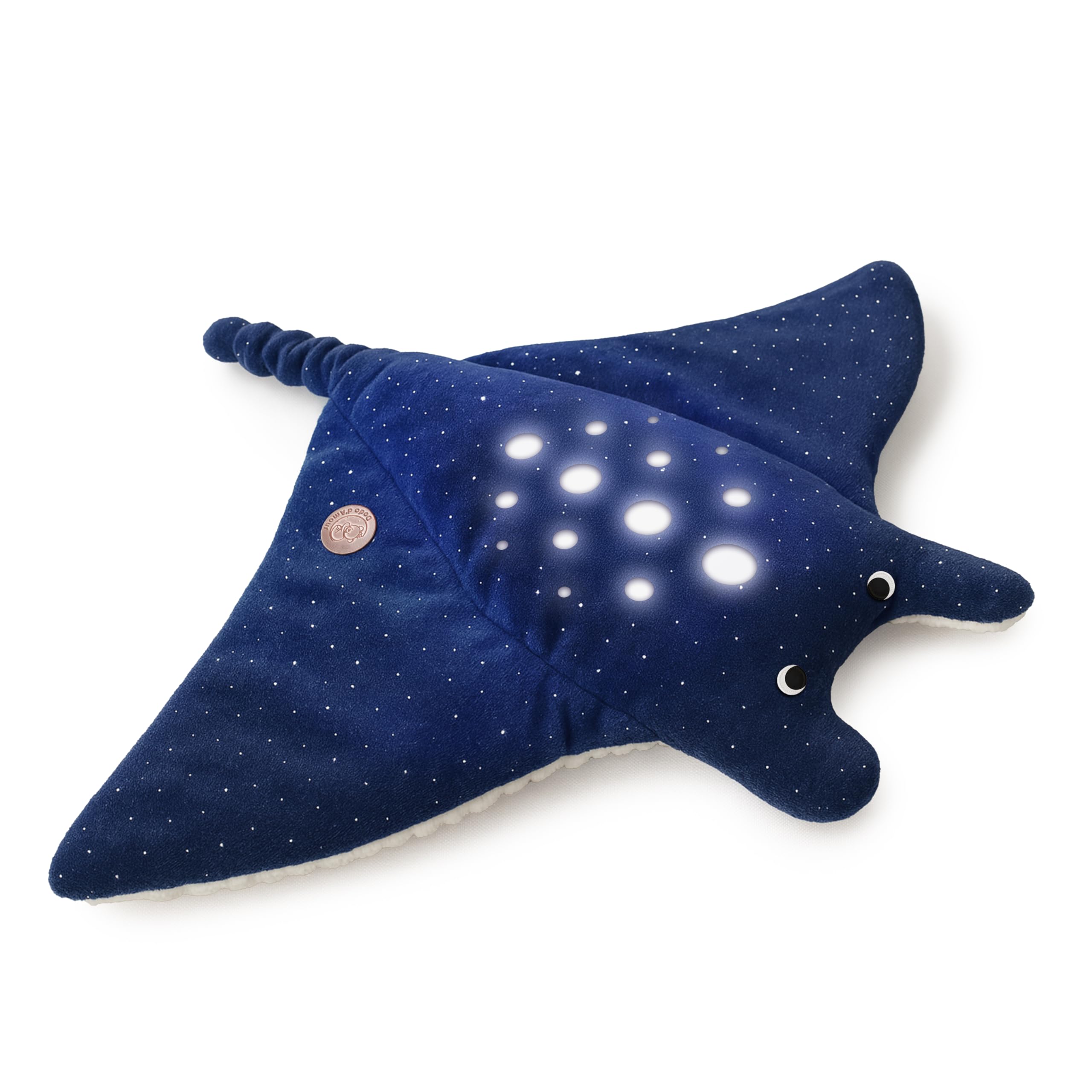 DODO D'AMOUR - Peluche Luce Notturna Manta Modula - Dodo Dreamer - 053065 - Blu - Regalo - Lavabile in Macchina - Creatore Francese - Coach del Sonno Bambino - Sleep Trainer - dalla nascita