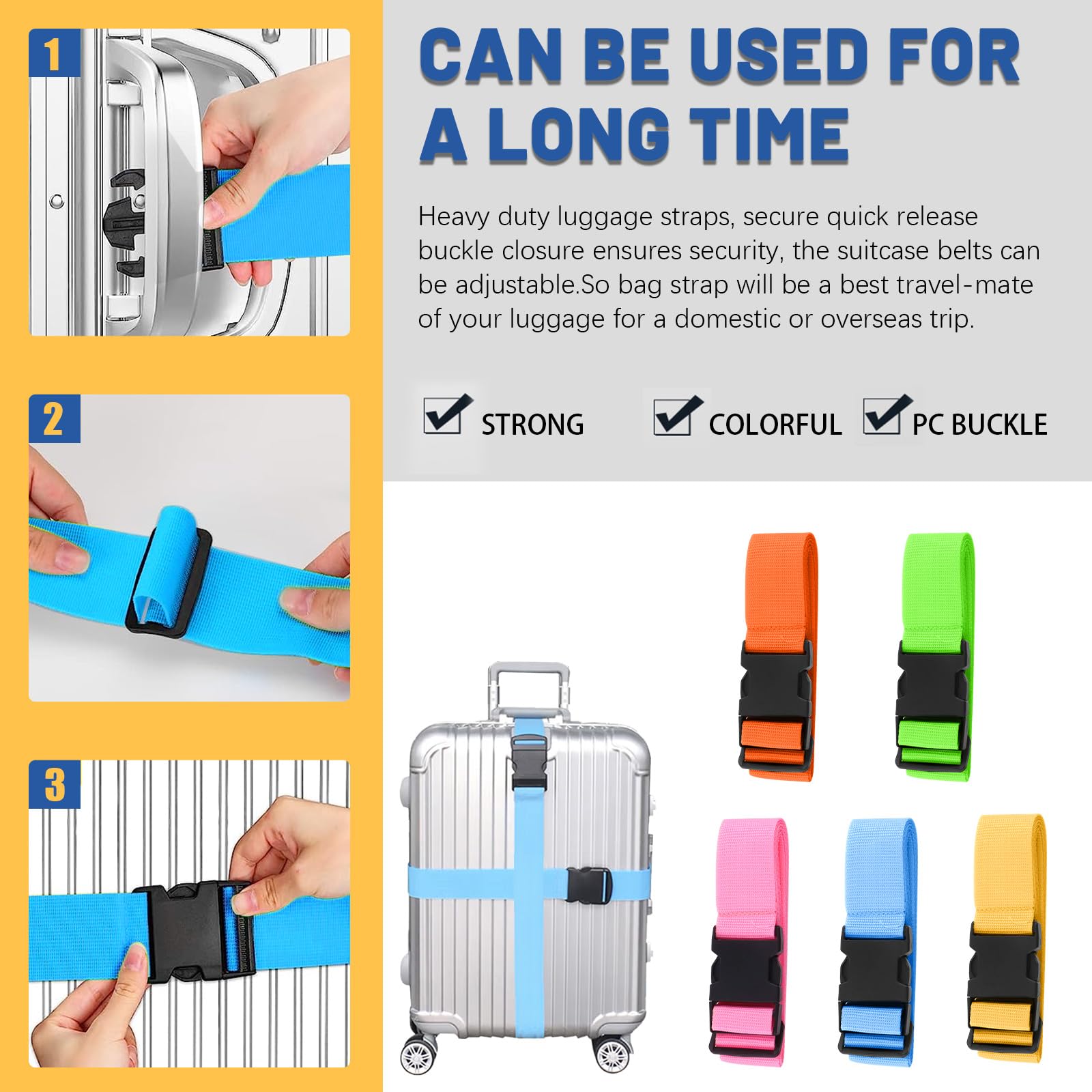 Kit De 15 Correas Y Etiquetas Para Equipaje - Colores Vivos, Ajustables, Identifica Tu Maleta Fácilmente