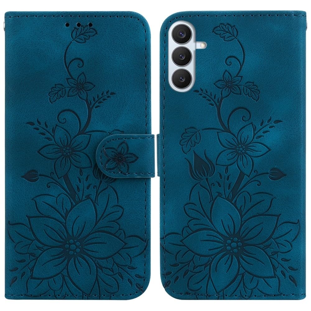 Generic Étui compatible avec Samsung Galaxy S10 4G (couleur : bleu foncé) Portefeuille à rabat en cuir Étui arrière magnétique, motif floral