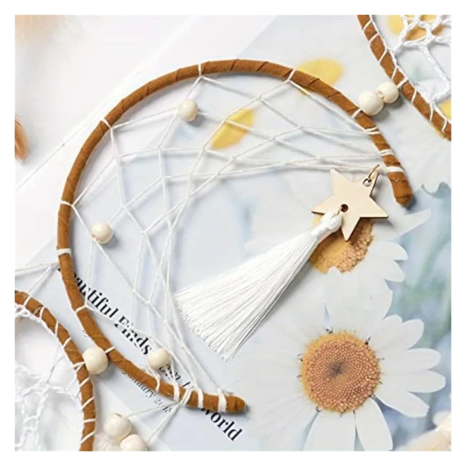 Atrapasueños Paquete de 5 atrapasueños Hechos a Mano, decoración for Colgar en la Pared, atrapasueños de Plumas Tradicionales Hechos a Mano(White)